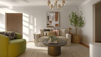 Global, Midcentury Modern, Warm Transitional Reading Room by Havenly Interior Designer Valerie