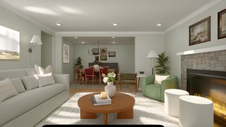 Vintage, Global, Warm Transitional, Traditional Charm Living Room by Havenly Interior Designer Maria