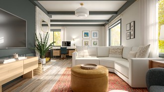 Midcentury Modern, Artful Eclectic Living Room by Havenly Interior Designer Paola