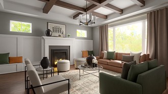 Warm Transitional Living Room by Havenly Interior Designer Veronica