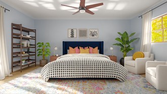 Midcentury Modern, Artful Eclectic Bedroom by Havenly Interior Designer Estefania
