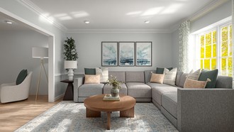 Contemporary, Warm Transitional Living Room by Havenly Interior Designer Maria