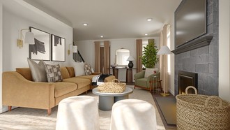 Warm Transitional Living Room by Havenly Interior Designer Paola