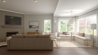 Warm Transitional Living Room by Havenly Interior Designer Philippa