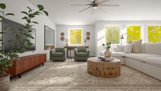 Farmhouse, Rustic, Transitional, Vintage, Southwest Inspired Living Room by Havenly Interior Designer Emerie