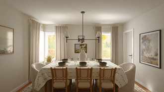 Warm Transitional Dining Room by Havenly Interior Designer Paola