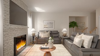 Traditional, Farmhouse, Transitional, Warm Transitional Living Room by Havenly Interior Designer Mikaela