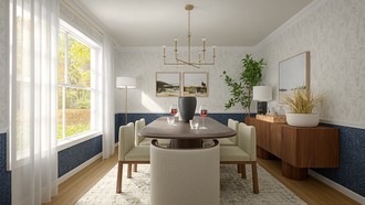 Warm Transitional Dining Room by Havenly Interior Designer Paola