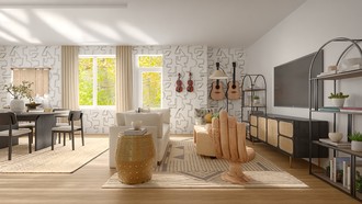 Modern, Bohemian, Global, Inspired Modern Living Room by Havenly Interior Designer Emerie