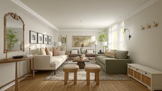Warm Transitional Living Room by Havenly Interior Designer Paola