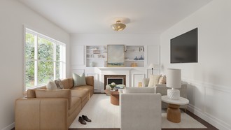 Warm Transitional Living Room by Havenly Interior Designer Philippa
