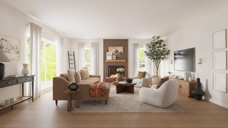 Warm Transitional Living Room by Havenly Interior Designer Paola