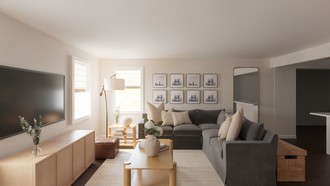 Warm Transitional Living Room by Havenly Interior Designer Luisa