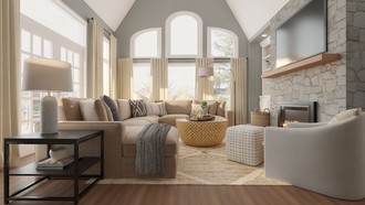 Warm Transitional Living Room by Havenly Interior Designer Erin