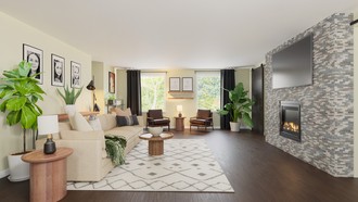 Farmhouse, Organic Modern, Warm Transitional Living Room by Havenly Interior Designer Jennifer