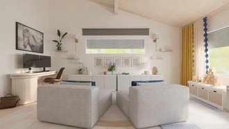Modern, Coastal, Midcentury Scandi, Warm Transitional Playroom by Havenly Interior Designer Alexandria