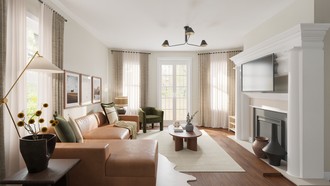 Modern, Warm Transitional Living Room by Havenly Interior Designer Julia