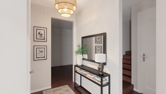 Warm Transitional Entryway by Havenly Interior Designer Ingrid