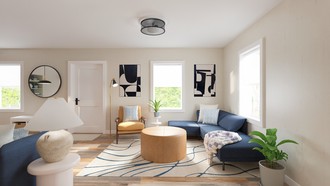 Transitional, Midcentury Modern, Warm Transitional, Artful Eclectic Living Room by Havenly Interior Designer Jennifer