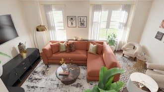 Contemporary Luxe, Artful Eclectic Living Room by Havenly Interior Designer Akira