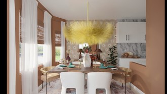 Midcentury Scandi, Artful Eclectic Dining Room by Havenly Interior Designer Akira