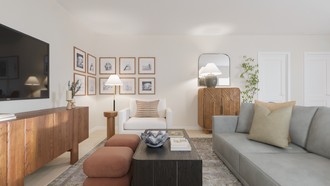 Warm Transitional Living Room by Havenly Interior Designer Luisa