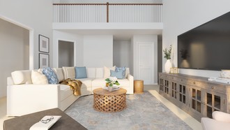 Farmhouse, Warm Transitional Living Room by Havenly Interior Designer Megan