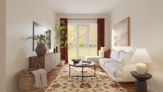Bohemian, Traditional, Transitional, Vintage, Global, Warm Transitional Living Room by Havenly Interior Designer Mikaela
