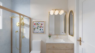 Warm Transitional Bathroom by Havenly Interior Designer Christy