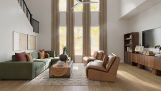 Organic Modern, Warm Transitional, Artful Eclectic Living Room by Havenly Interior Designer Sofia