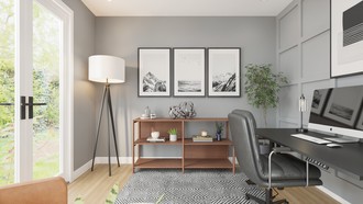 Midcentury Modern, Midcentury Scandi, Organic Modern, Warm Transitional Office by Havenly Interior Designer Rachel