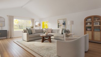 Warm Transitional Living Room by Havenly Interior Designer Christy