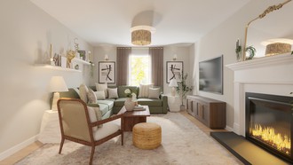 Warm Transitional Living Room by Havenly Interior Designer Natalia