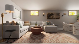 Warm Transitional, Modern Cottage, Traditional Charm Living Room by Havenly Interior Designer Sofia