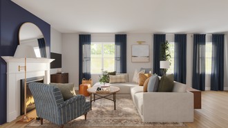 Warm Transitional Living Room by Havenly Interior Designer Luisa