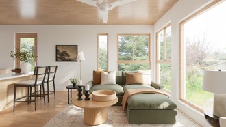Midcentury Modern, Warm Transitional Living Room by Havenly Interior Designer Marcela