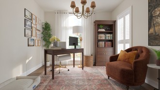 Warm Transitional, Modern Cottage, Traditional Charm Office by Havenly Interior Designer Sofia