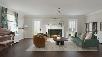 Transitional, Vintage, Warm Transitional Living Room by Havenly Interior Designer Maria