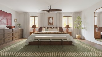 Warm Transitional, Artful Eclectic Bedroom by Havenly Interior Designer Sofia