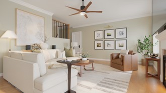 Bohemian, Farmhouse, Midcentury Modern Living Room by Havenly Interior Designer Erin