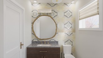 Warm Transitional Bathroom by Havenly Interior Designer Candice