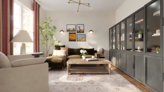 Warm Transitional Reading Room by Havenly Interior Designer Jacqueline