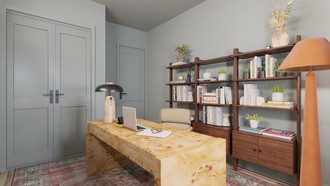 Inspired Modern, Warm Transitional Office by Havenly Interior Designer Wan