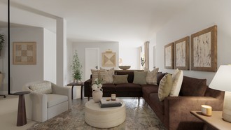 Warm Transitional Living Room by Havenly Interior Designer Natalia