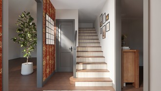 Warm Transitional, Artful Eclectic Entryway by Havenly Interior Designer Wan