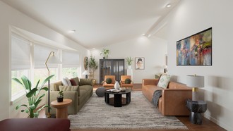 Warm Transitional, Artful Eclectic Living Room by Havenly Interior Designer Candice