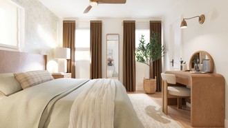 Warm Transitional Bedroom by Havenly Interior Designer Paola
