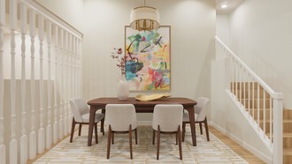 Midcentury Scandi, Warm Transitional, Artful Eclectic Dining Room by Havenly Interior Designer Candice