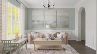 Warm Transitional, Modern Cottage Reading Room by Havenly Interior Designer Rachel