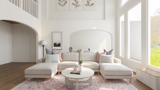 Warm Transitional, Modern Cottage Living Room by Havenly Interior Designer Rachel